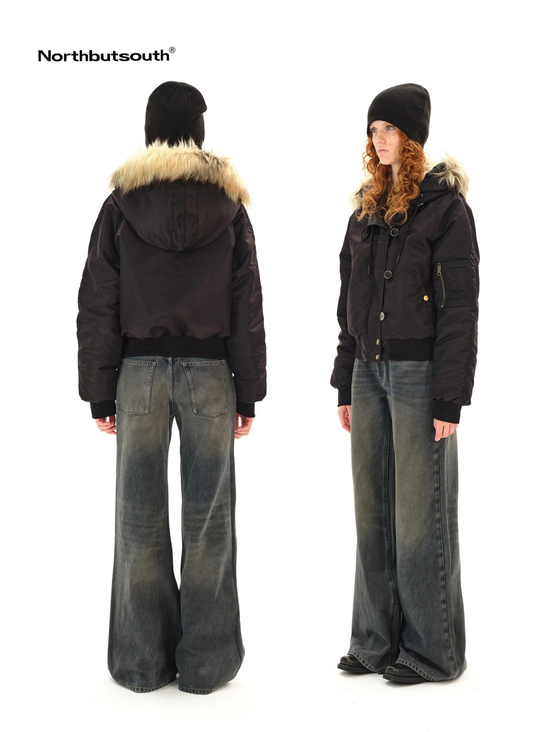 Northbutsouth Dark Wash Distressed Low Rise Micro Flare Women&