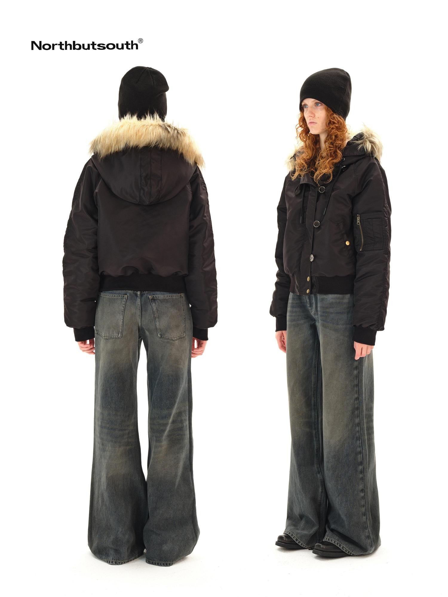 Northbutsouth Dark Wash Distressed Low Rise Micro Flare Women&