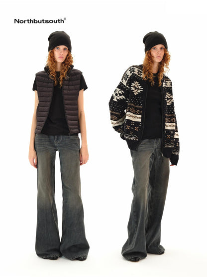 Northbutsouth Dark Wash Distressed Low Rise Micro Flare Women&