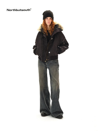 Northbutsouth Dark Wash Distressed Low Rise Micro Flare Women&