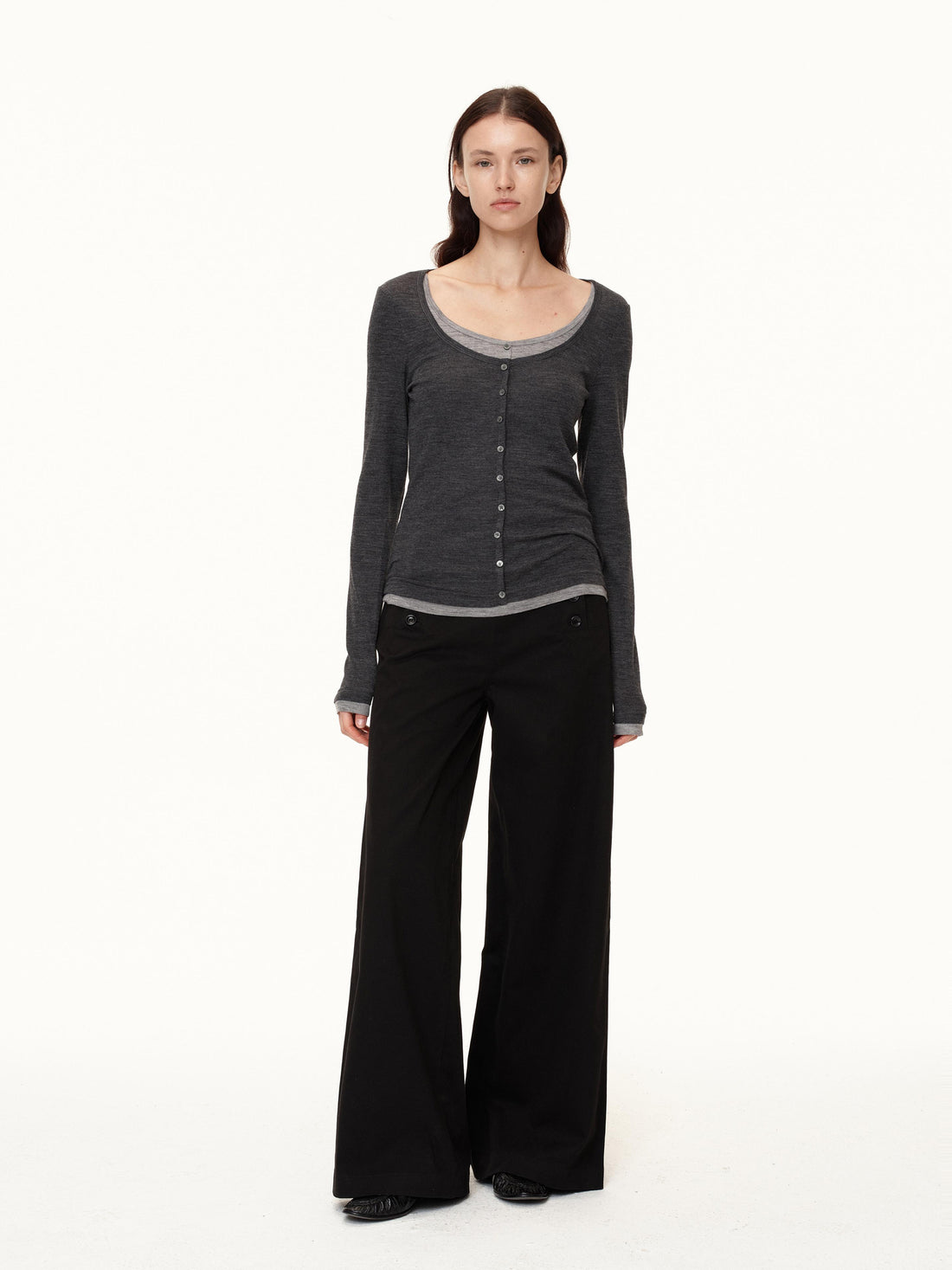 Northbutsouth Deck Multi Button Loose Straight Leg Pants