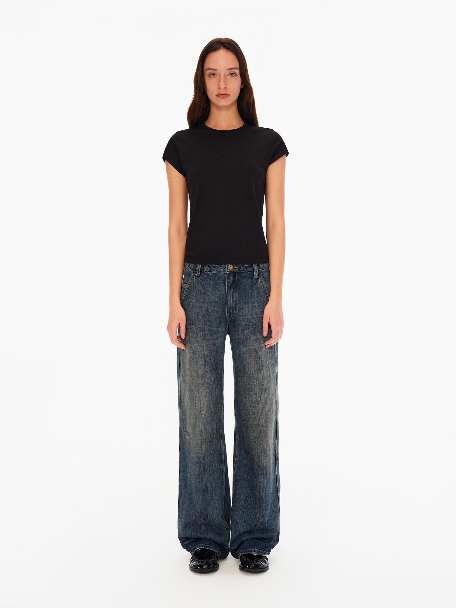 Northbutsouth Deep Blue Washed Whisker Slanted Pockets Women&