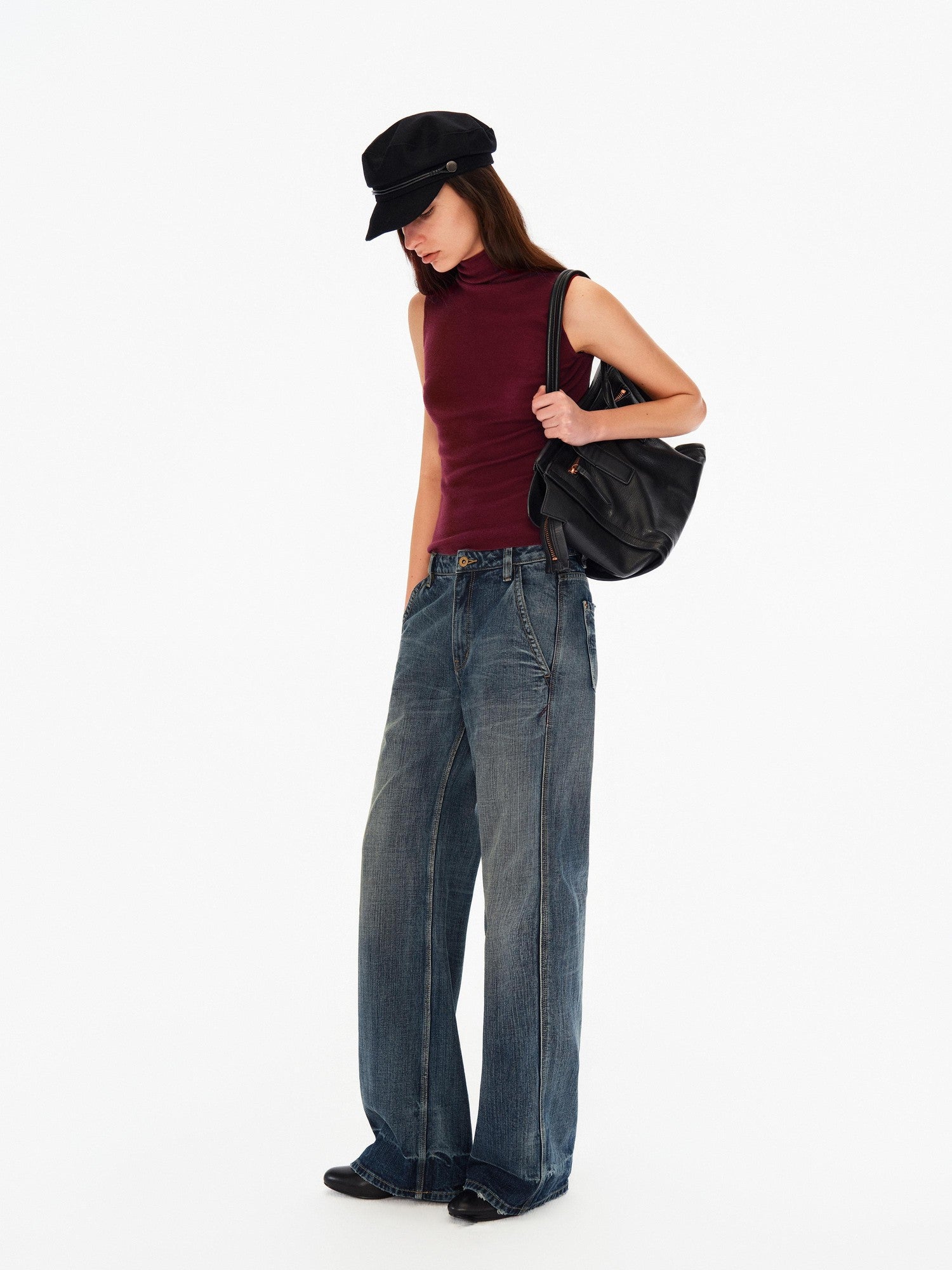 Northbutsouth Deep Blue Washed Whisker Slanted Pockets Women&