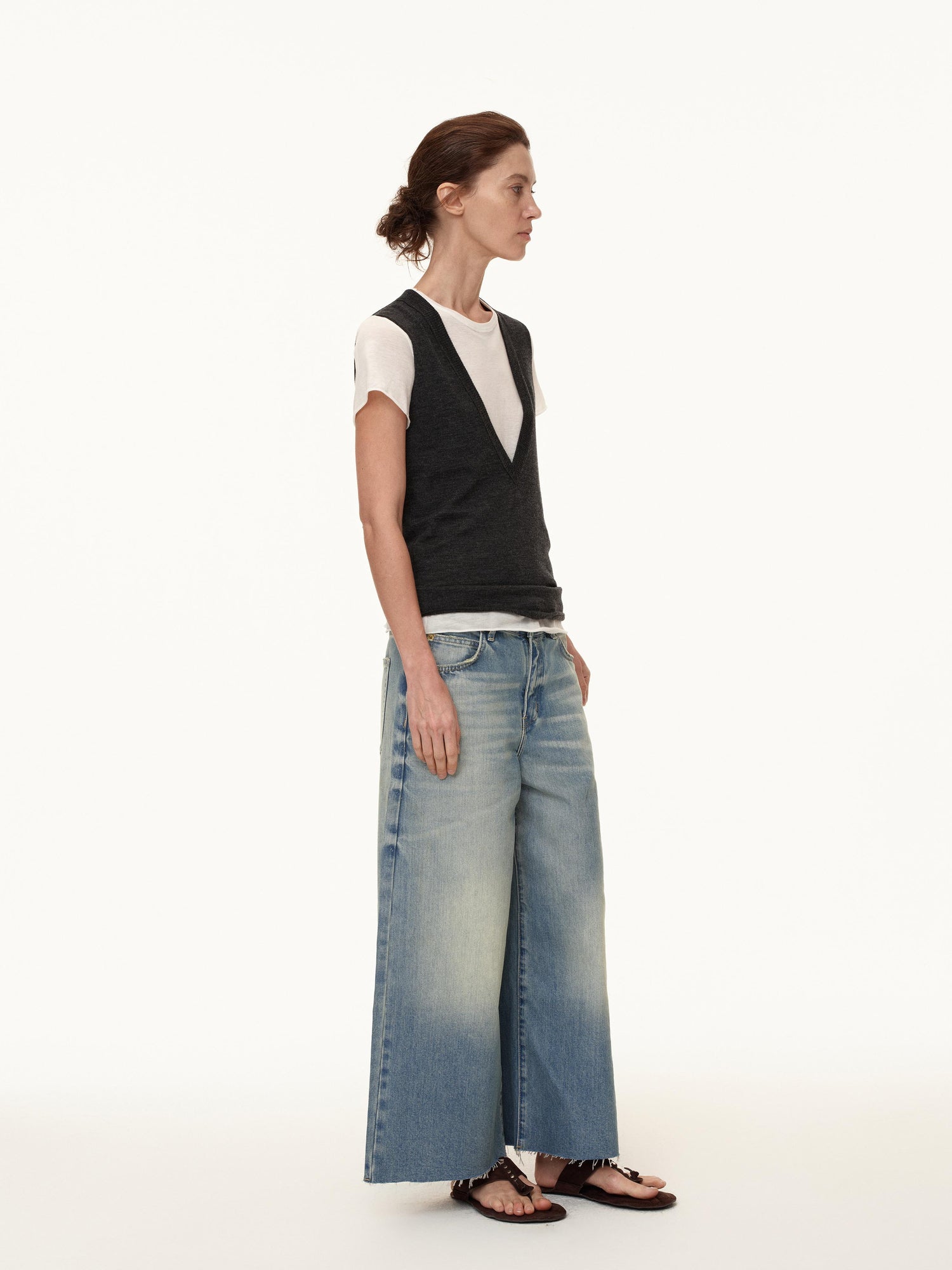 Northbutsouth Deep V-neck Layered Wool Vest