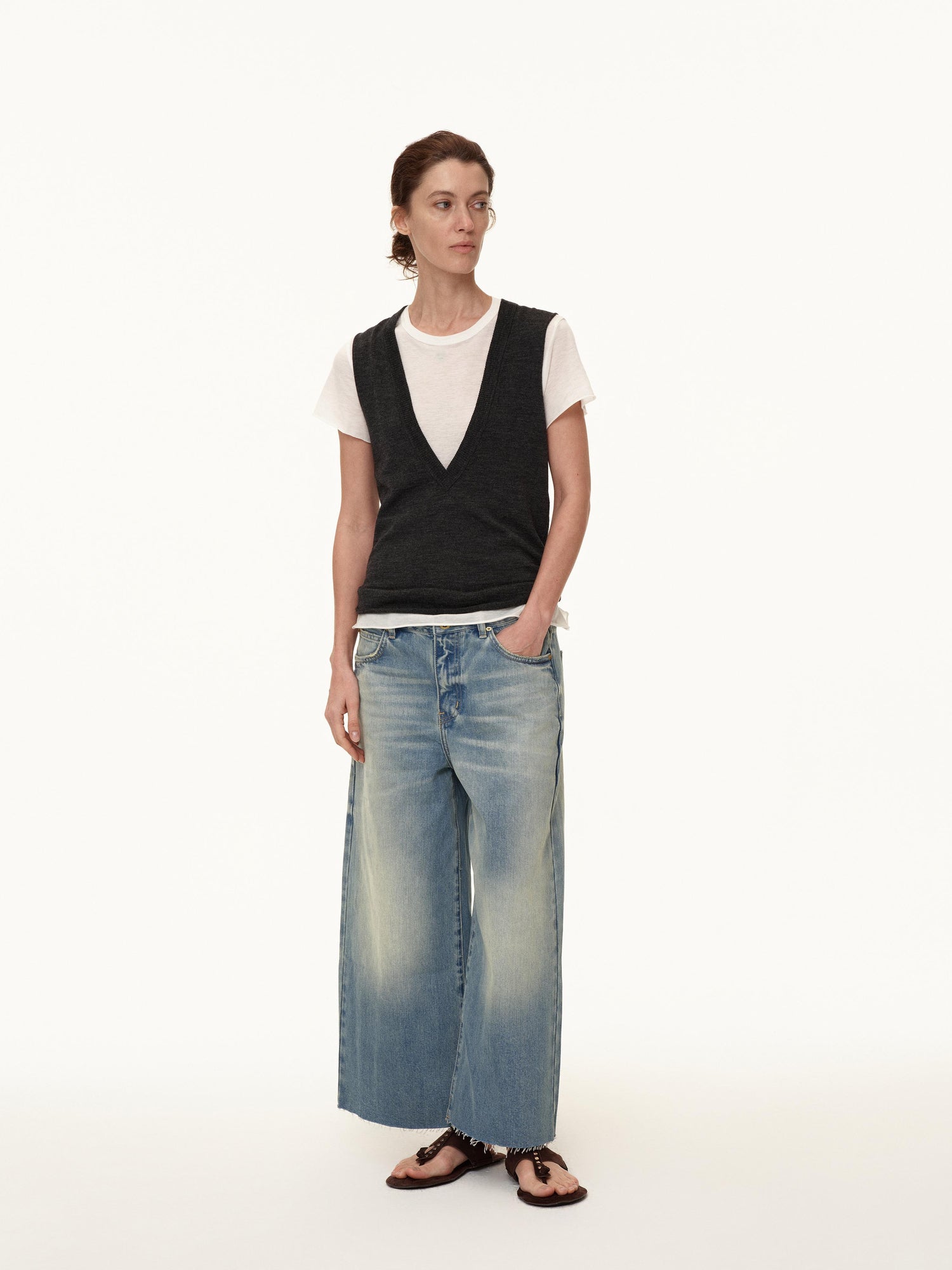 Northbutsouth Deep V-neck Layered Wool Vest