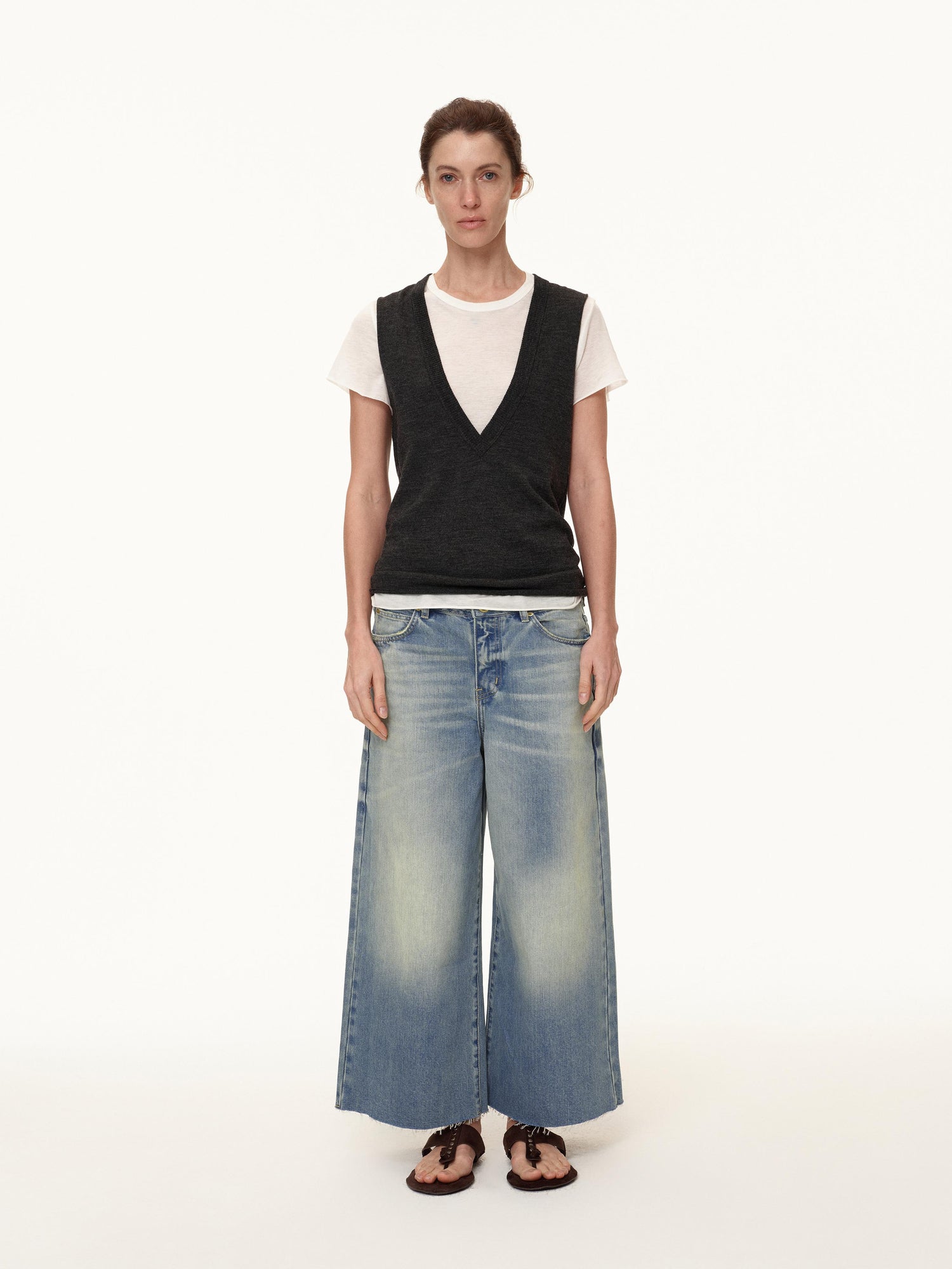 Northbutsouth Deep V-neck Layered Wool Vest
