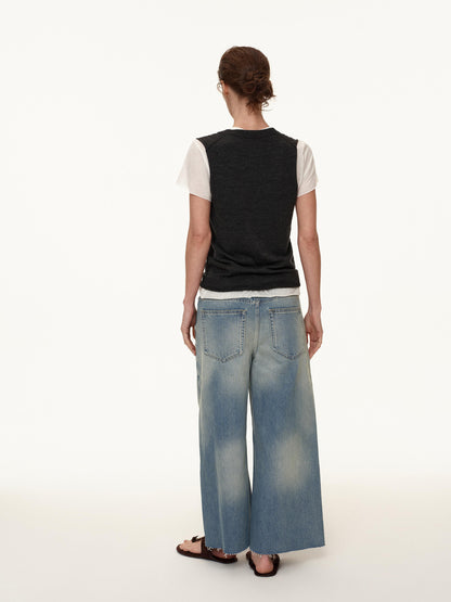 Northbutsouth Deep V-neck Layered Wool Vest