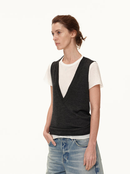 Northbutsouth Deep V-neck Layered Wool Vest