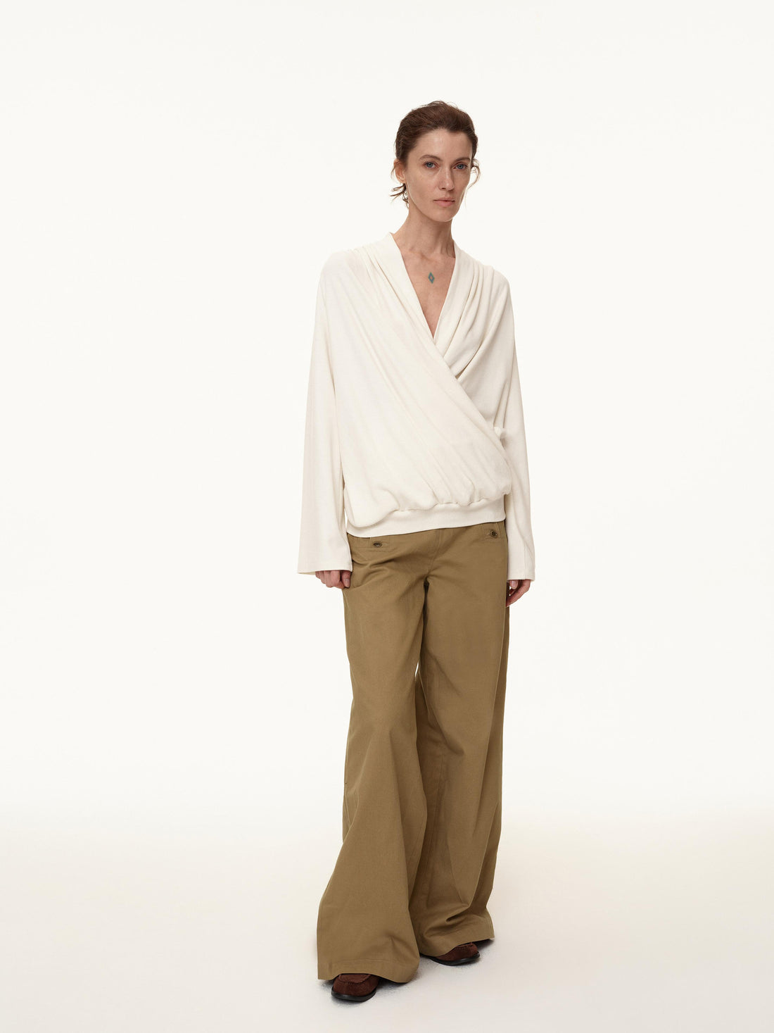 Northbutsouth Deep V Draped Twist Front Shell Top