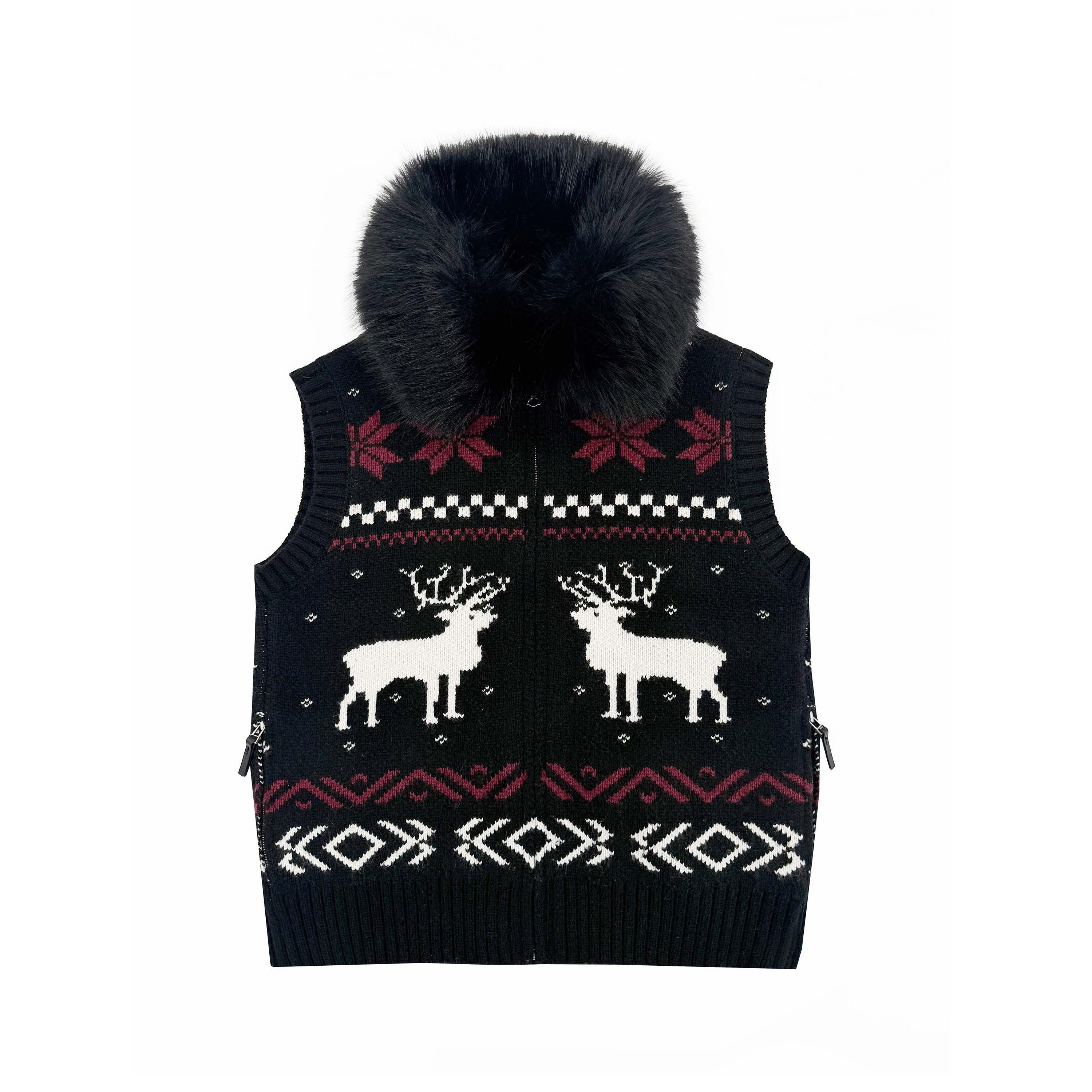 Northbutsouth_Detachable_Fur_Collar_Fair_Isle_Reindeer_Knit_Women&