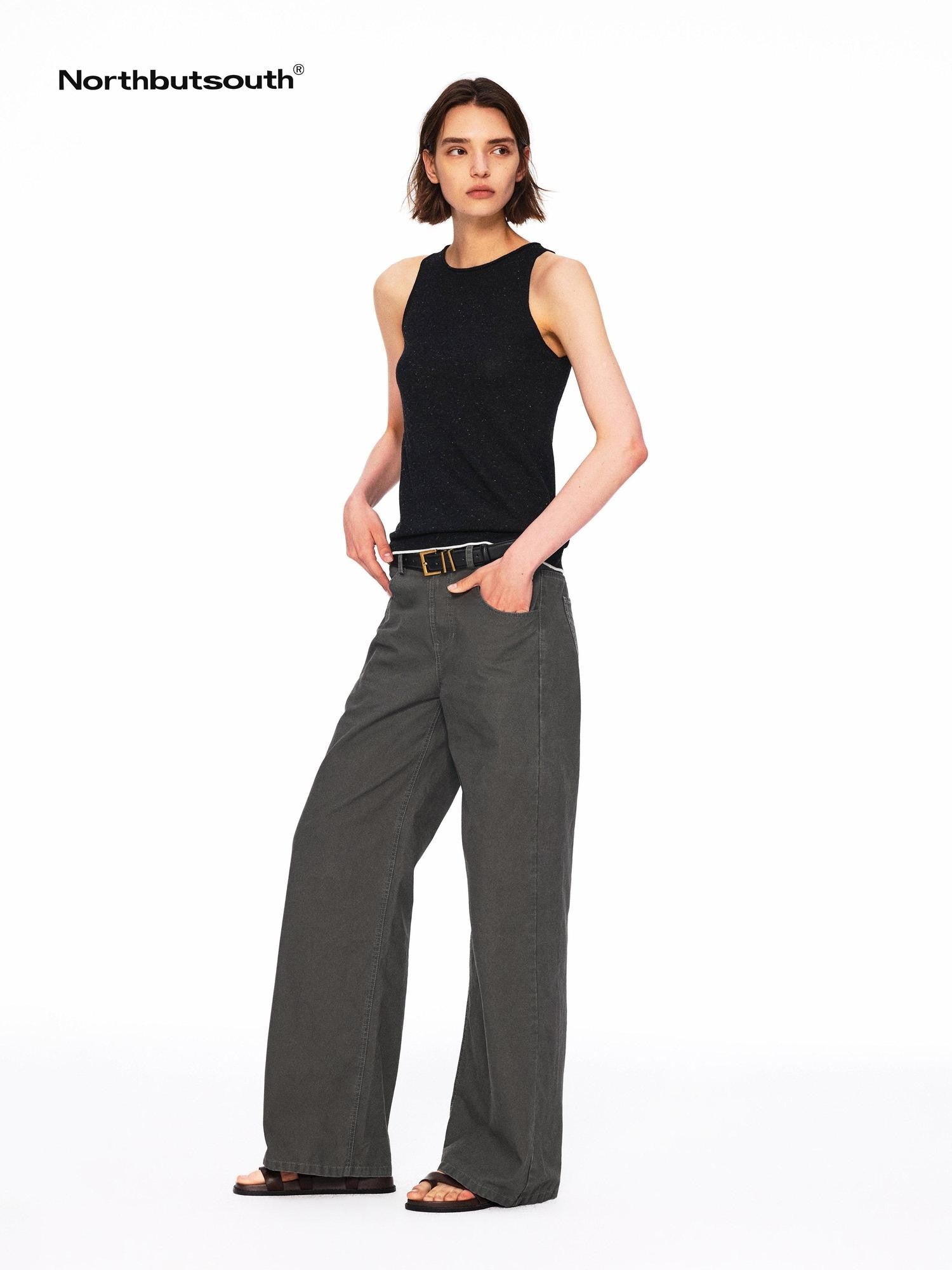 Northbutsouth Dot Knit Layered Colorblock Rolled Hem Women&