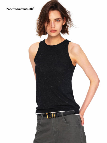 Northbutsouth Dot Knit Layered Colorblock Rolled Hem Women&