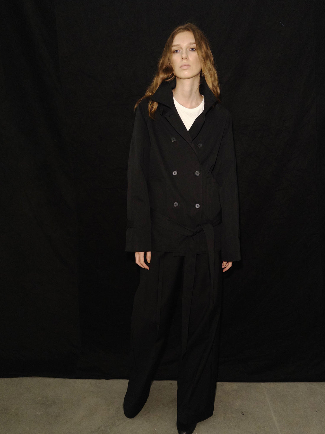 Northbutsouth Double Breasted Tied Waist Short Coat With Detachable Belt