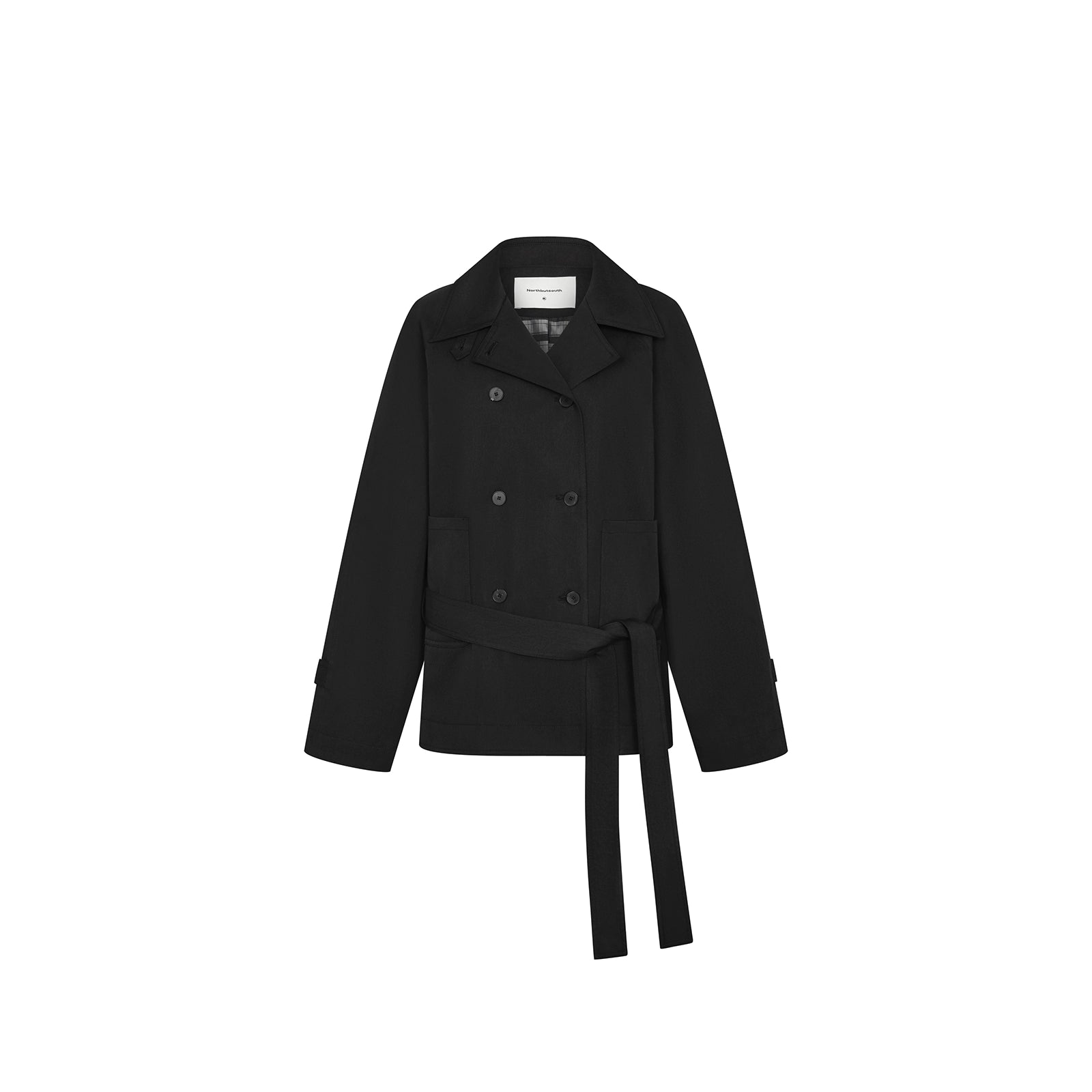 Northbutsouth Double Breasted Tied Waist Short Coat With Detachable Belt MISSTT