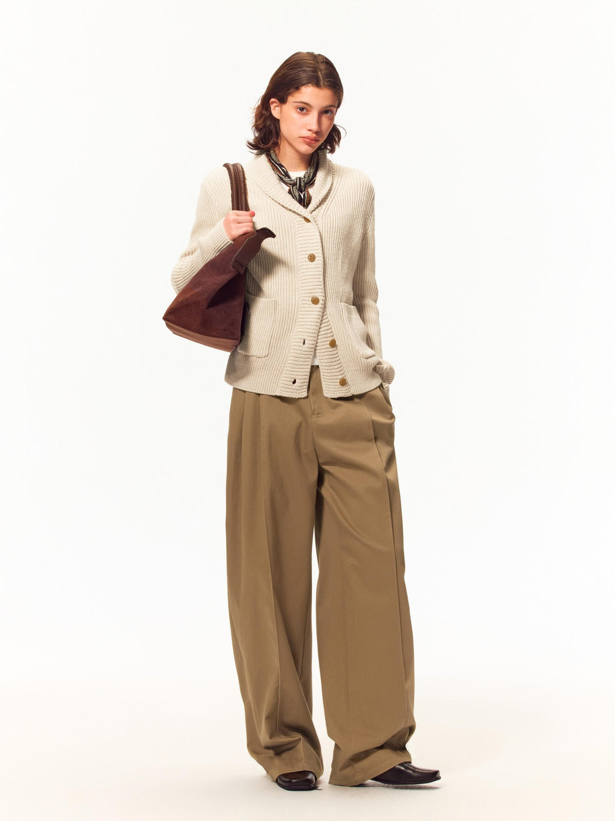 Northbutsouth Double Pleated Button Tab Cuffed Wide Leg Women&