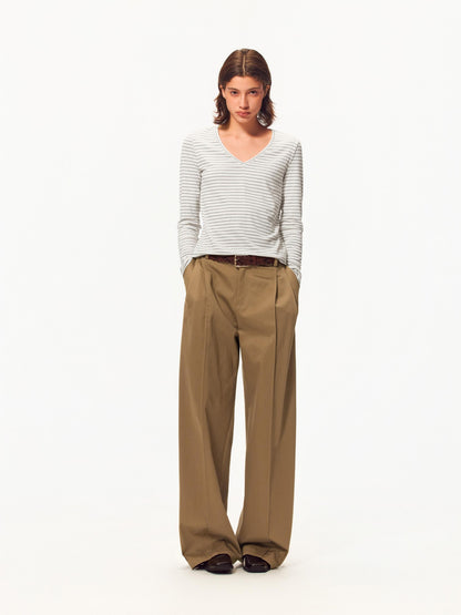 Northbutsouth Double Pleated Button Tab Cuffed Wide Leg Women&