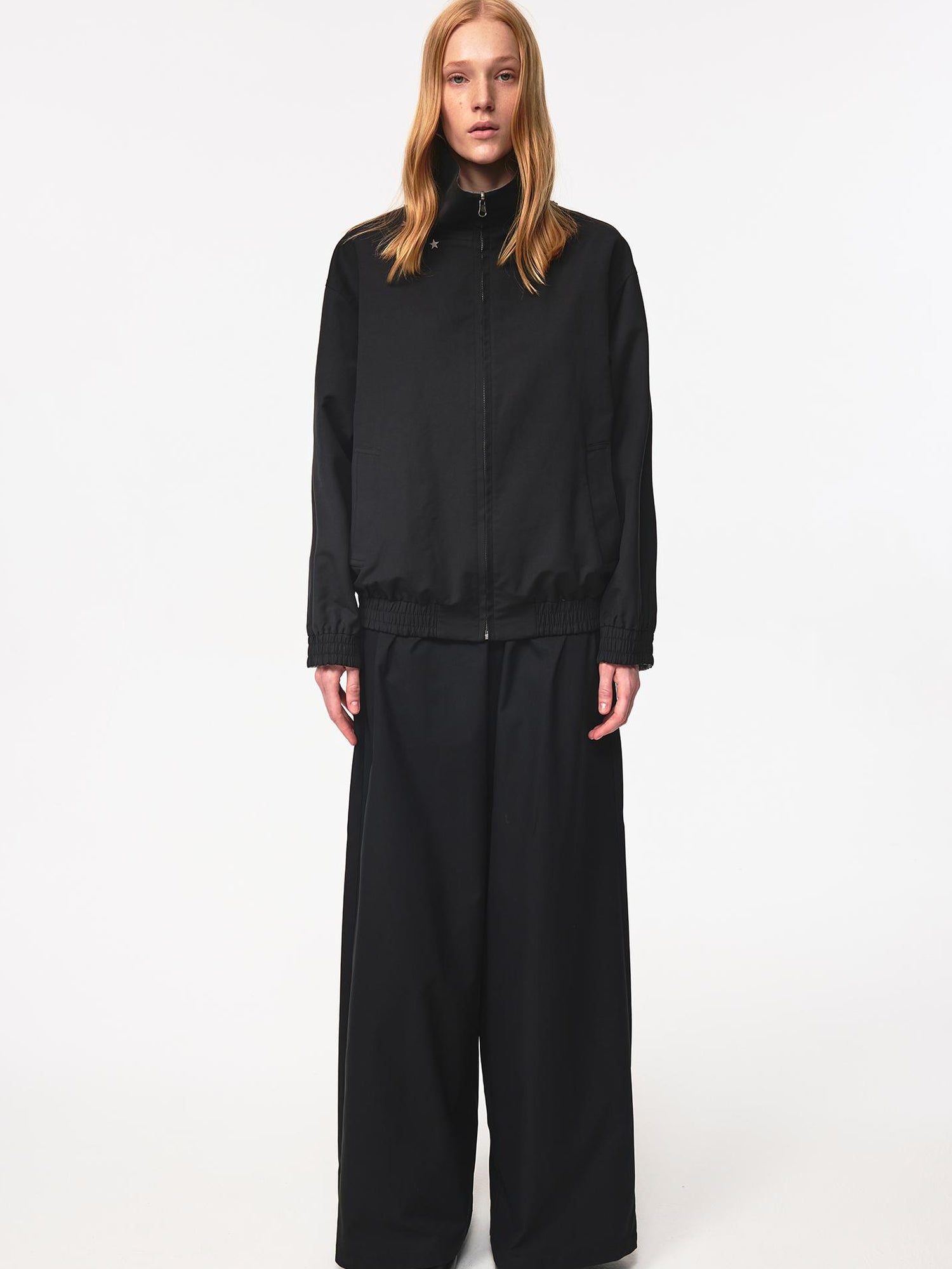 Northbutsouth Double Sided Star Rivet Stand Collar Oversized Jacket