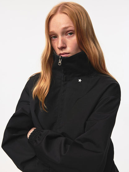 Northbutsouth Double Sided Star Rivet Stand Collar Oversized Jacket
