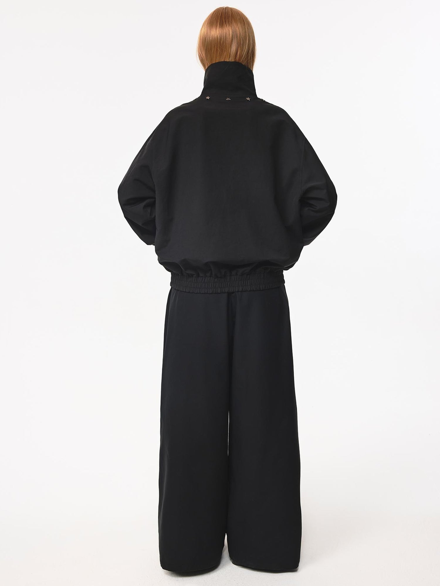 Northbutsouth Double Sided Star Rivet Stand Collar Oversized Jacket