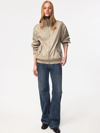 Double Sided Star Rivet Stand Collar Oversized Jacket