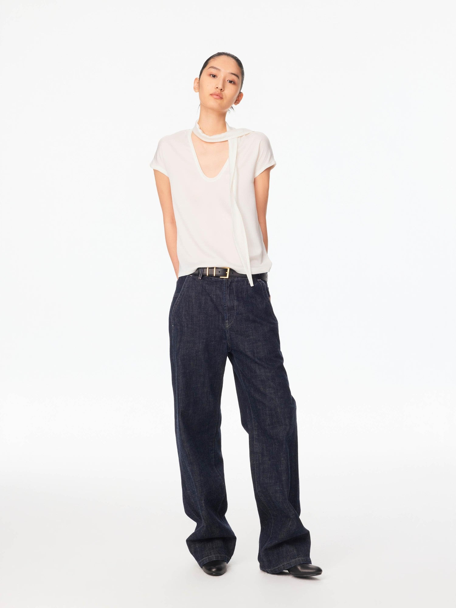 Northbutsouth Draped Deep U Tie Neck Women&