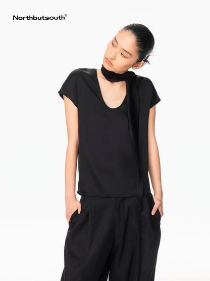 Northbutsouth Draped Deep U Tie Neck Women&