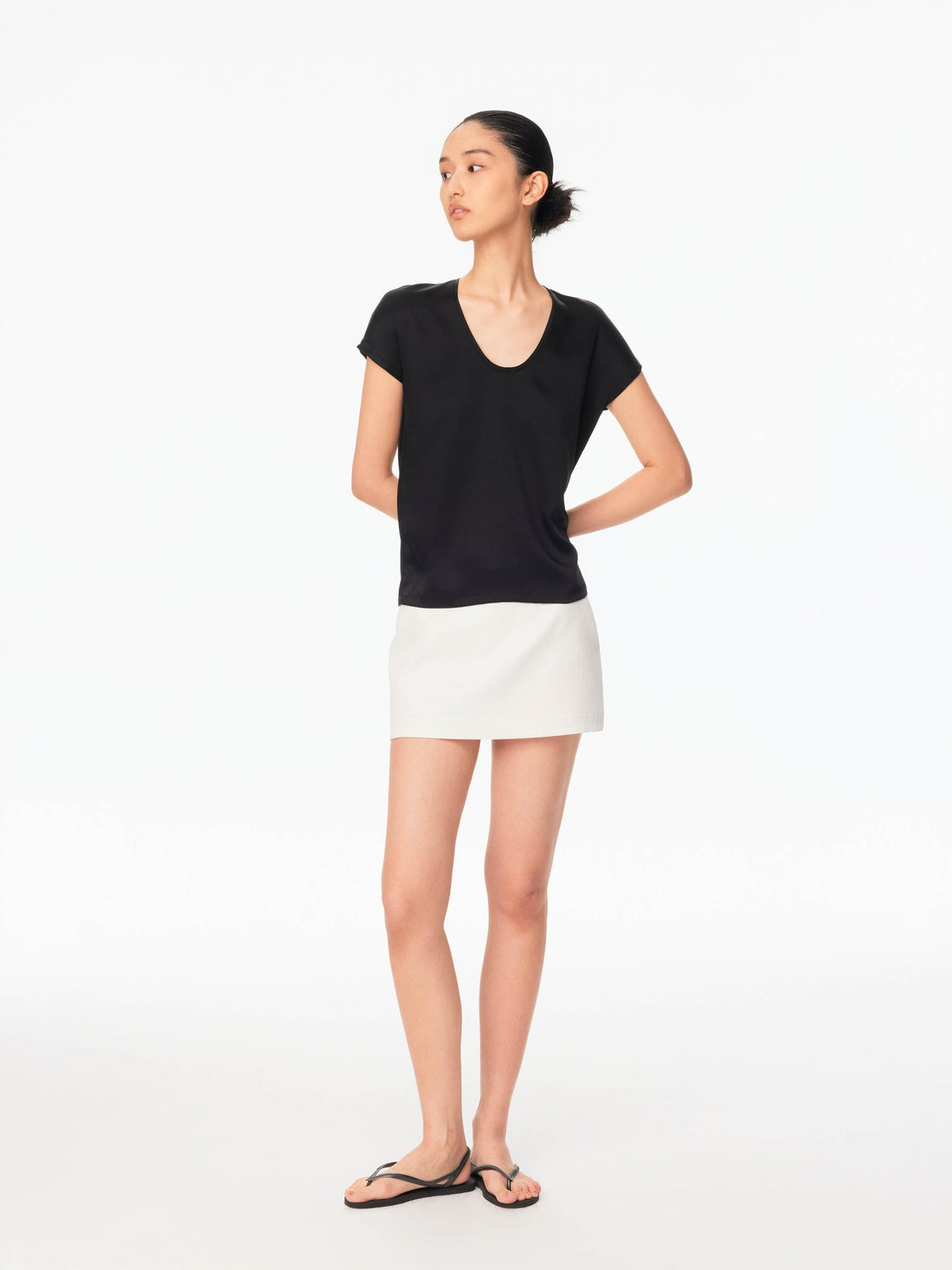 Northbutsouth Draped Deep U Tie Neck Women&
