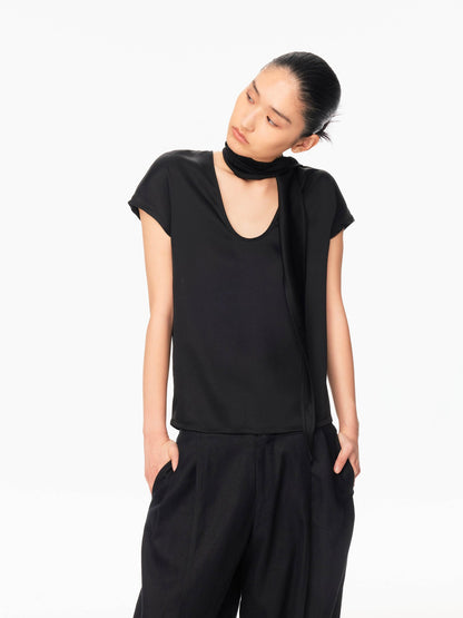 Northbutsouth Draped Deep U Tie Neck Women&