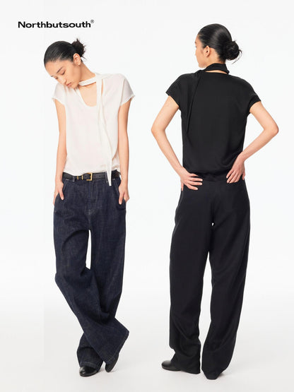 Northbutsouth Draped Deep U Tie Neck Women&