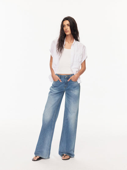 Northbutsouth Drapey Loose Roll Up Sleeve Lapel Button Women&