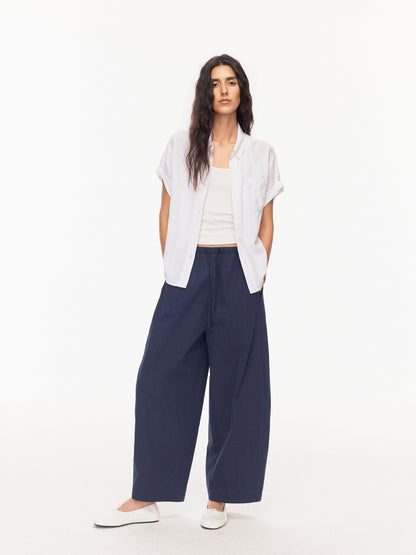 Northbutsouth Drapey Loose Roll Up Sleeve Lapel Button Women&
