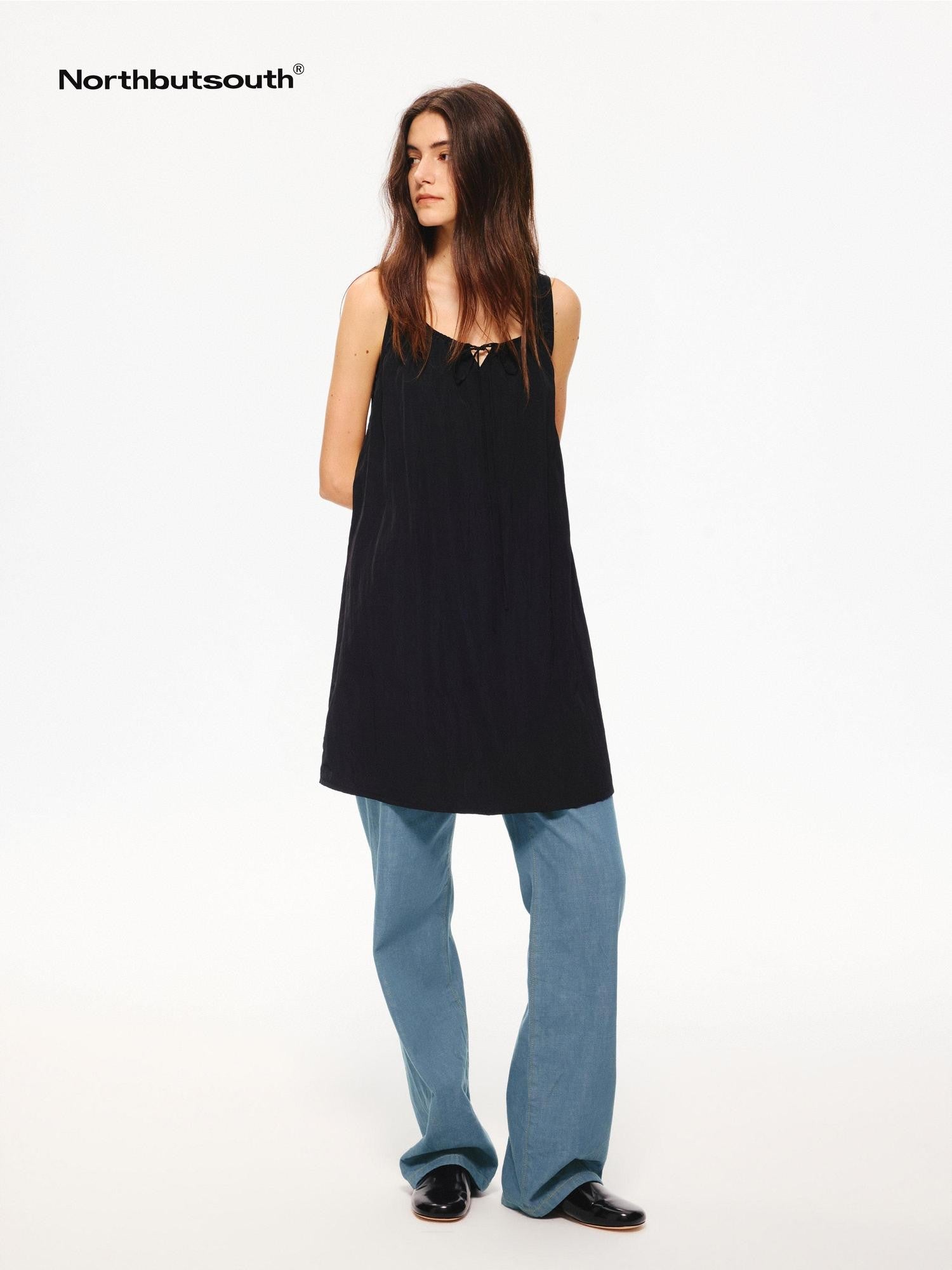 Northbutsouth Drapey Small Square Neck A Line Tie Waist Women&