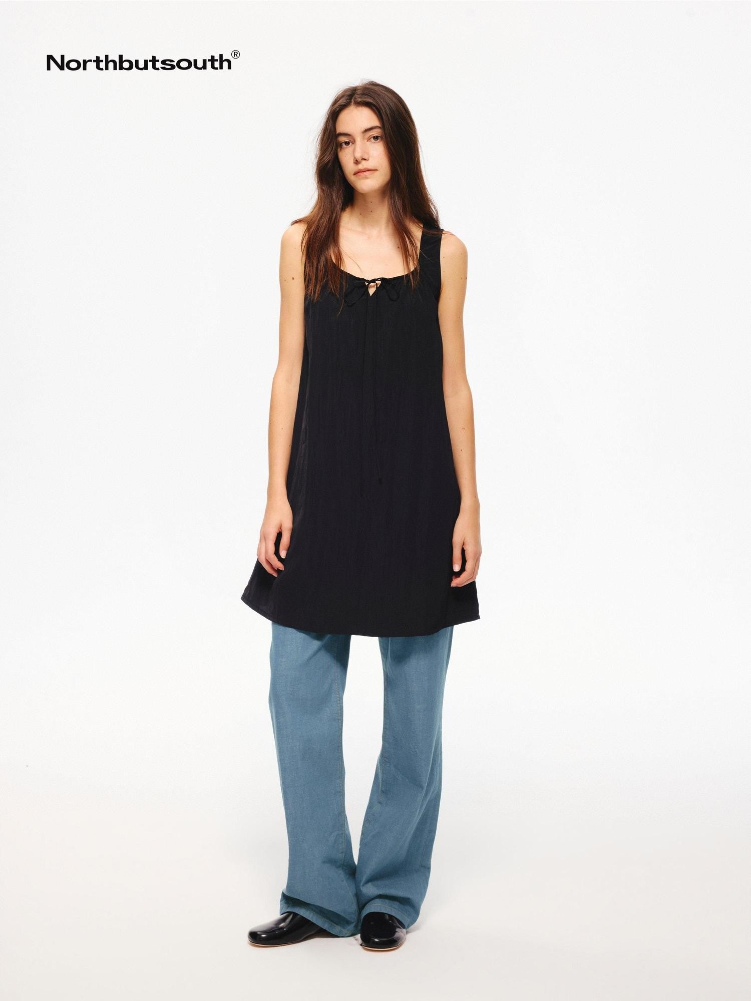 Northbutsouth Drapey Small Square Neck A Line Tie Waist Women&