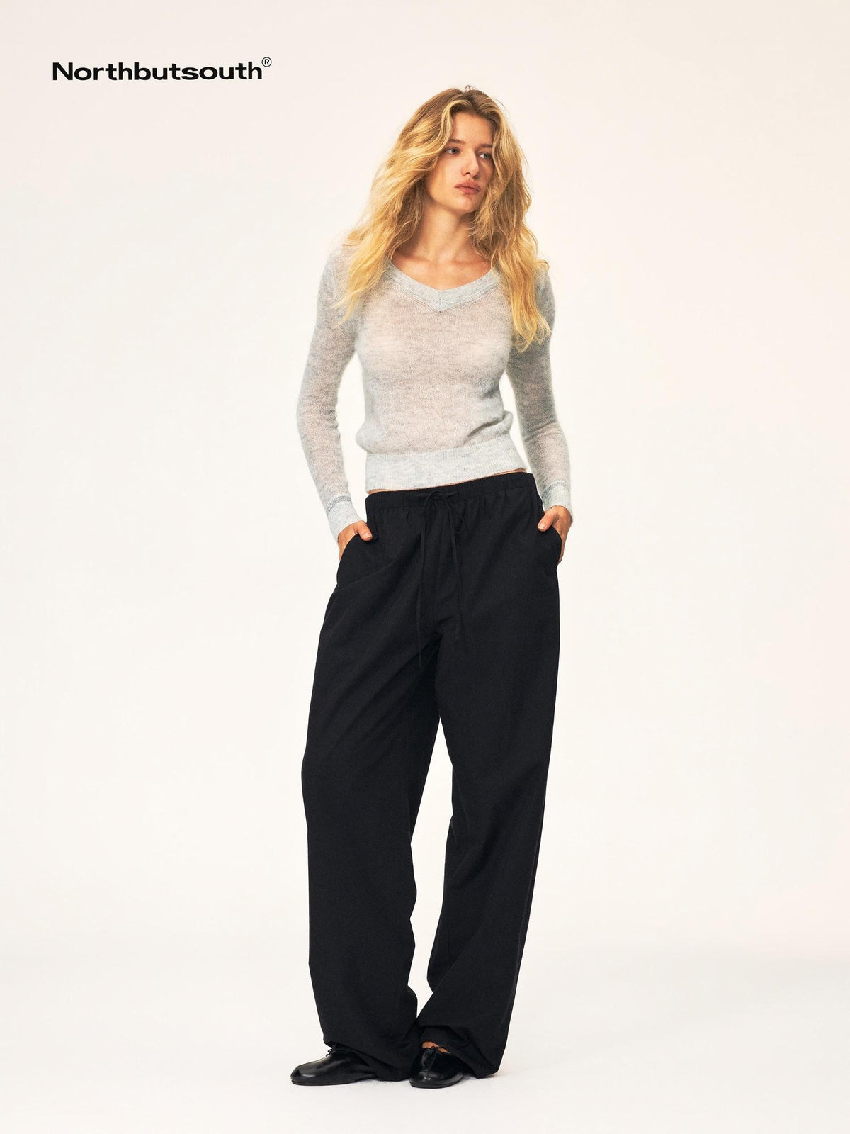 Northbutsouth Drawstring Elastic Waistband Long Staple Cotton Mid Low Rise Loose Women&