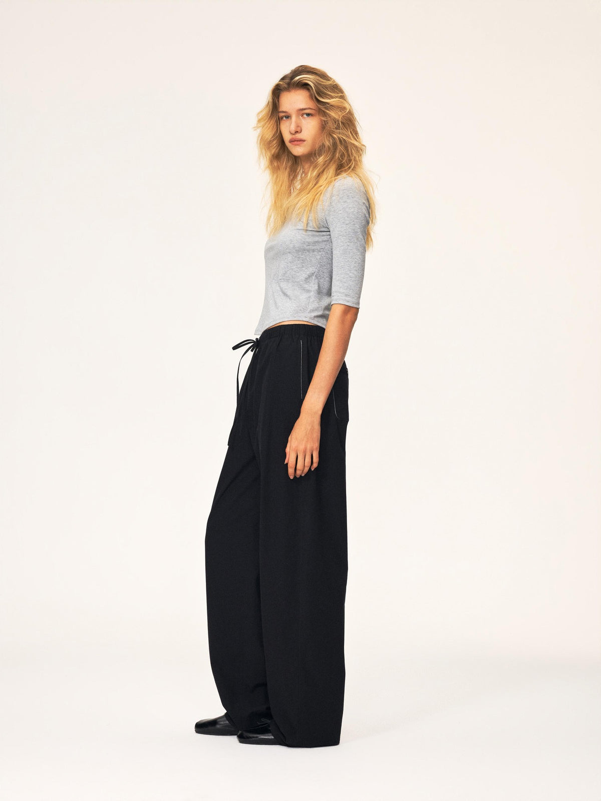 Northbutsouth Drawstring Elastic Waistband Long Staple Cotton Mid Low Rise Loose Women&