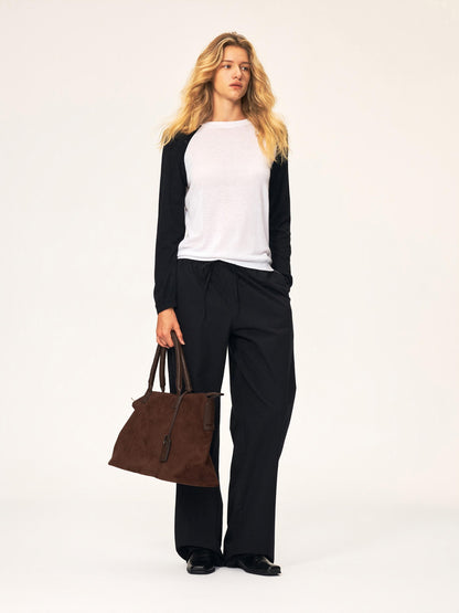 Northbutsouth Drawstring Elastic Waistband Long Staple Cotton Mid Low Rise Loose Women&