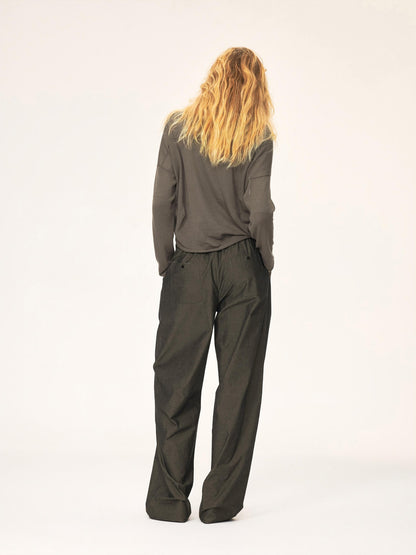 Northbutsouth Drawstring Elastic Waistband Long Staple Cotton Mid Low Rise Loose Women&