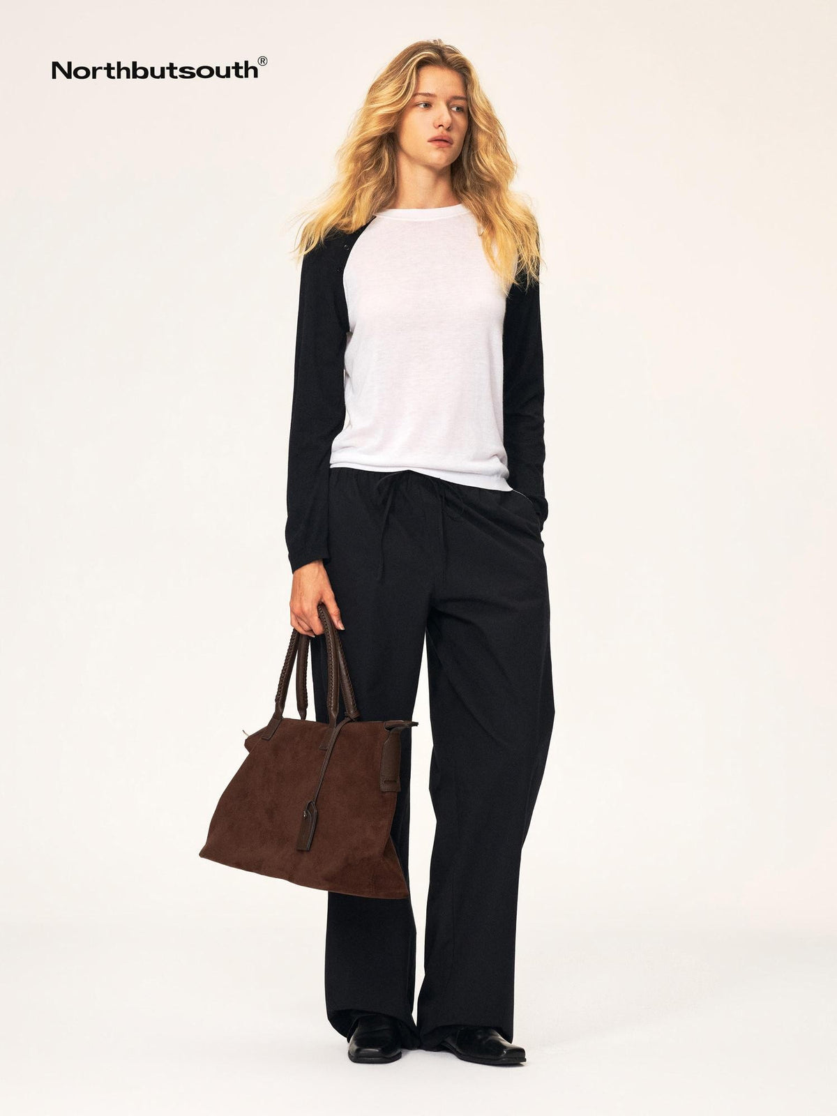 Northbutsouth Drawstring Elastic Waistband Long Staple Cotton Mid Low Rise Loose Women&