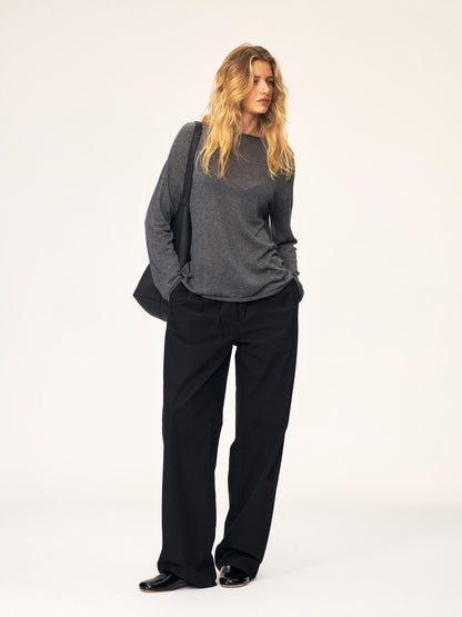 Northbutsouth Drawstring Elastic Waistband Long Staple Cotton Mid Low Rise Loose Women&
