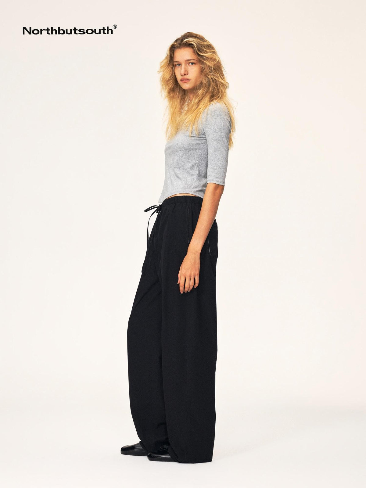 Northbutsouth Drawstring Elastic Waistband Long Staple Cotton Mid Low Rise Loose Women&