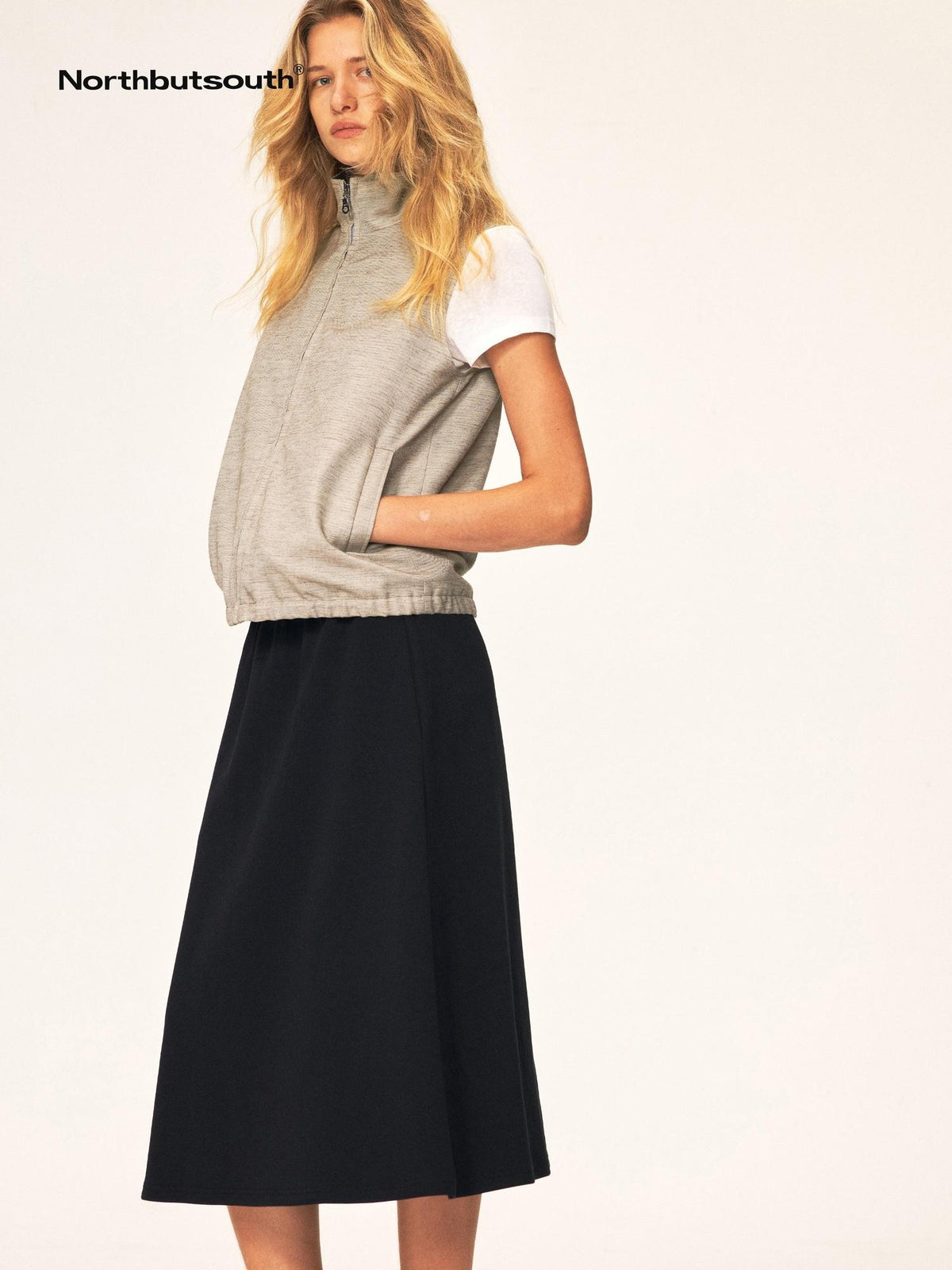 Northbutsouth Elastic Waist A Line Cotton Blend Women&