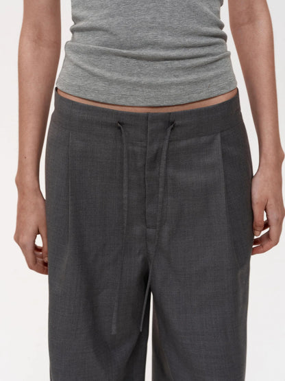 Fine Wool Drawstring Trousers with Relaxed Fit