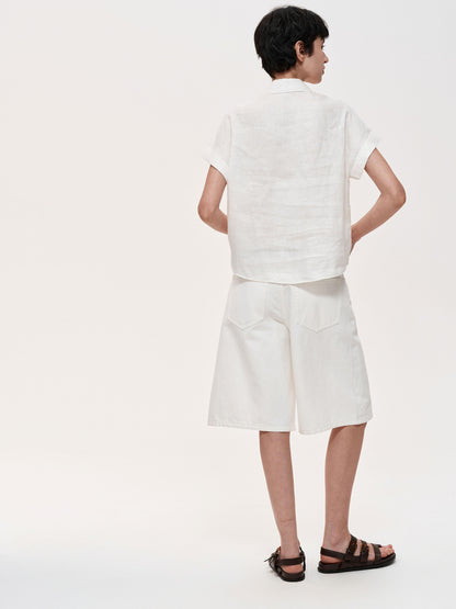 Northbutsouth Floral Embroidered Loose Fit Hemp Shirt