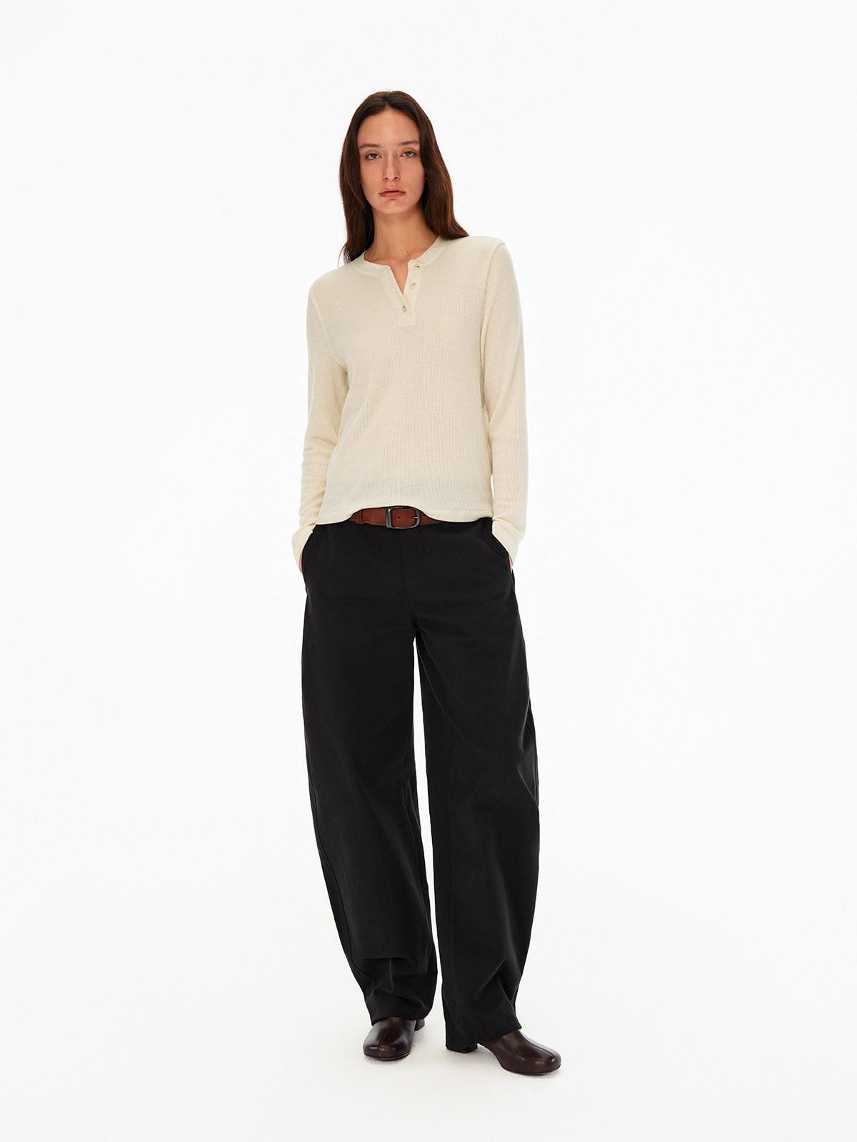 Northbutsouth Four Color Henley Loose Fit Women&