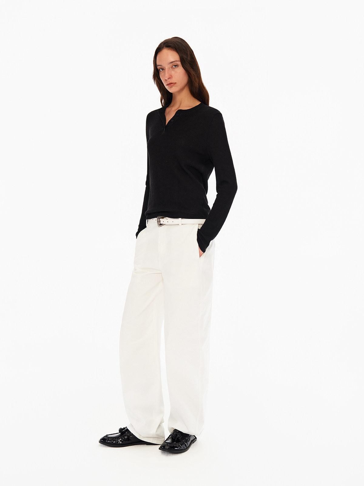 Northbutsouth Four Color Henley Loose Fit Women&