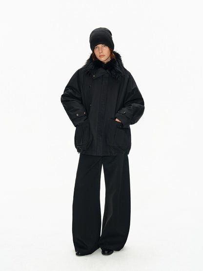 Northbutsouth Fur Collar Diamond Quilted Women&
