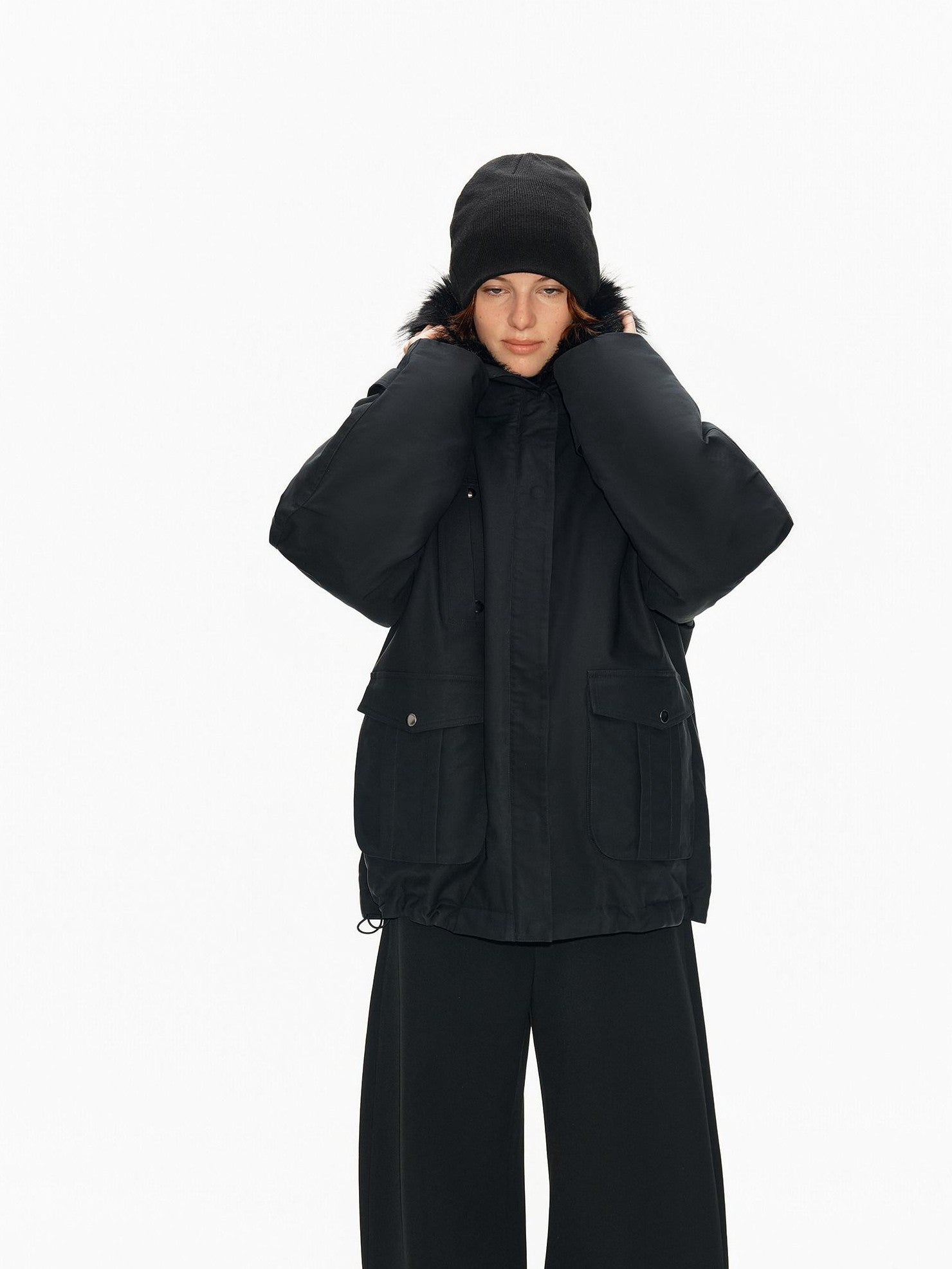Northbutsouth Fur Collar Diamond Quilted Women&