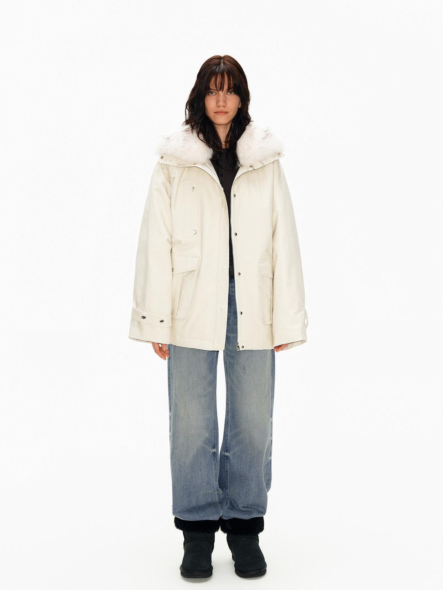 Northbutsouth Fur Collar Diamond Quilted Women&