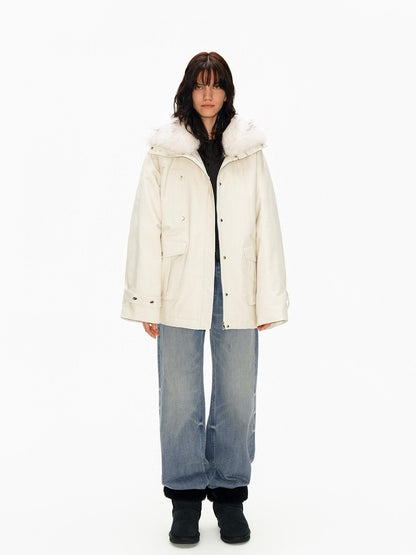 Northbutsouth Fur Collar Diamond Quilted Women&