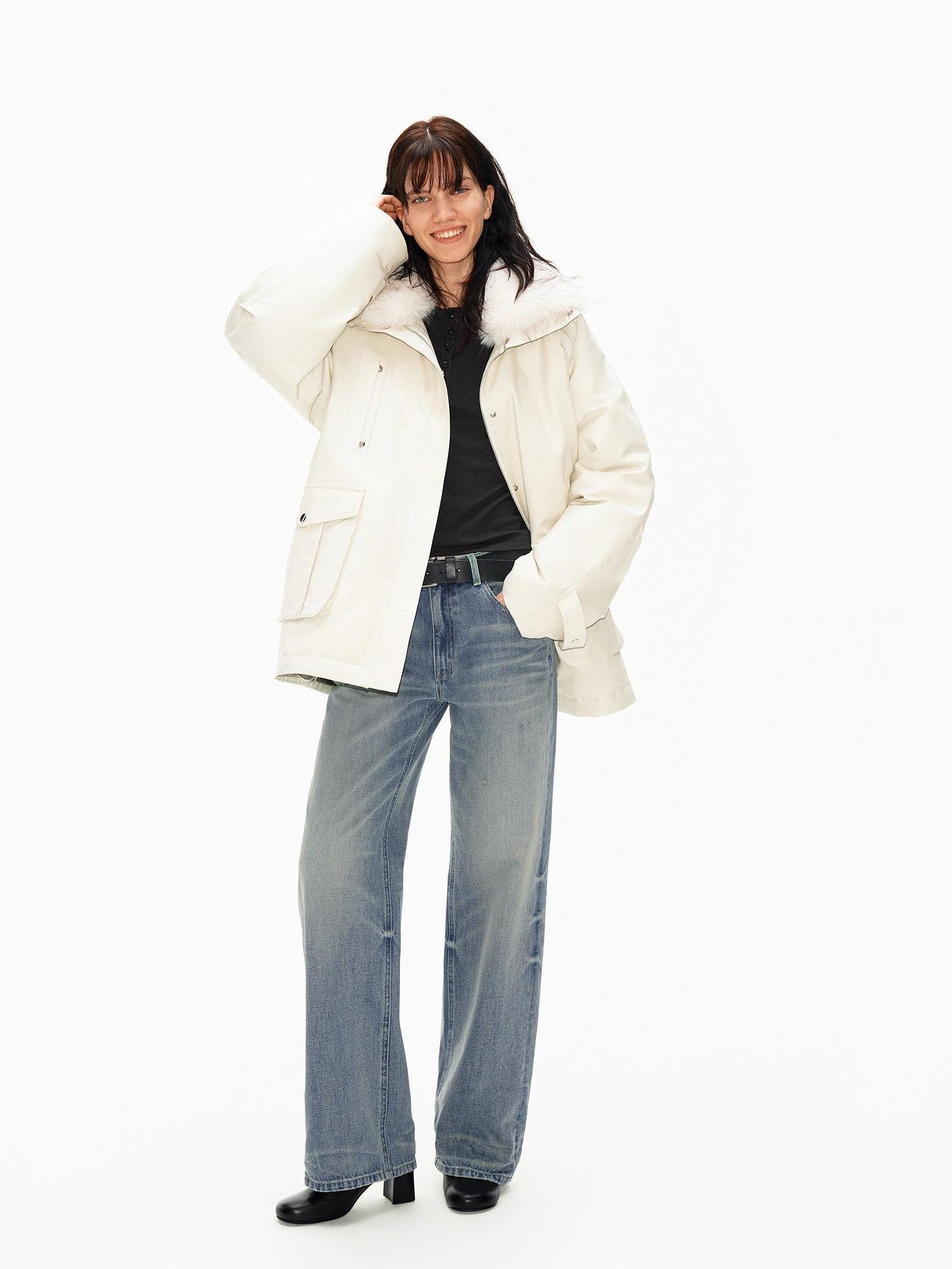 Northbutsouth Fur Collar Diamond Quilted Women&